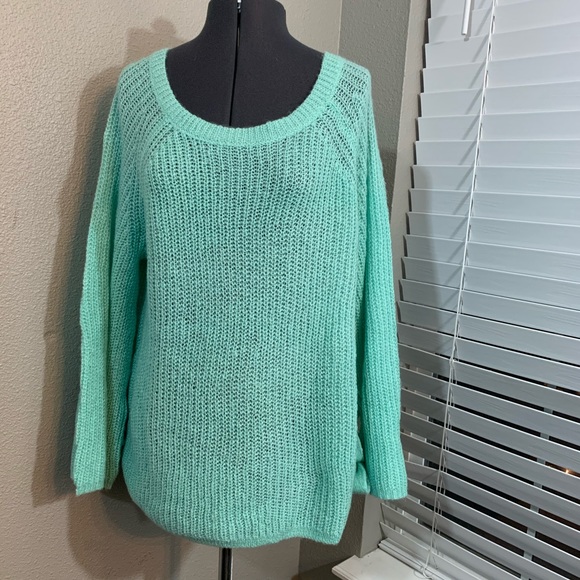 Project Naadam teal bell sleeve knit sweater medium - Picture 3 of 8